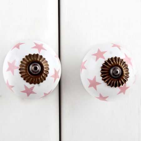 Light Pink Star Ceramic Knob